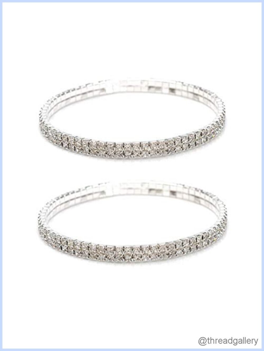 Crystal Rhinestone Stretch Tennis Ankle Bracelets Women 2 Pcs